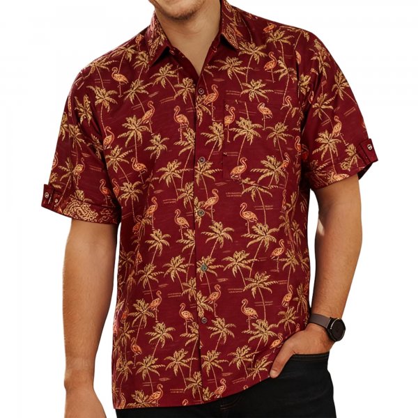 Burgundy Flamingo & Palm Tree Shirt