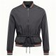 Drawstring-Waist Charcoal Bomber Jacket