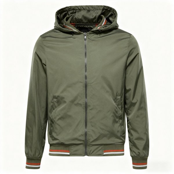 Hooded Olive Green Bomber Jacket