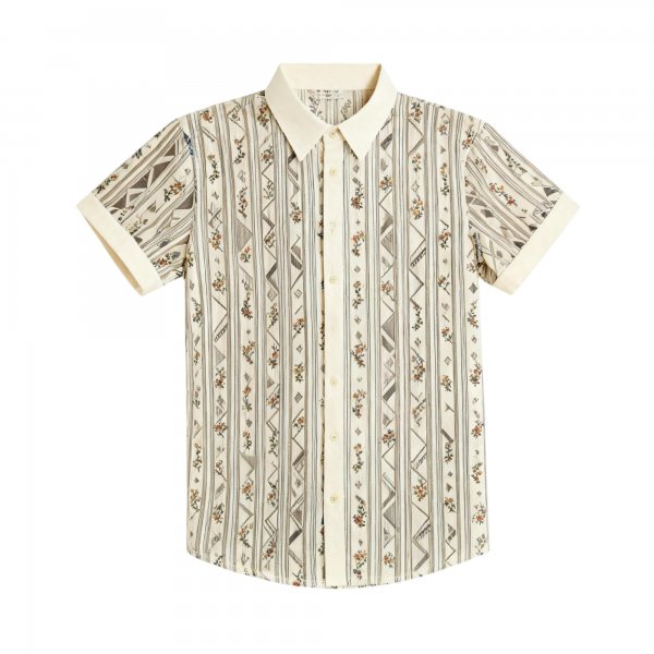 Bohemian Geometric & Floral Striped Shirt